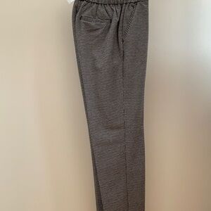 Pull-on pants with elastic waistband and permanent creases on leg, size 8